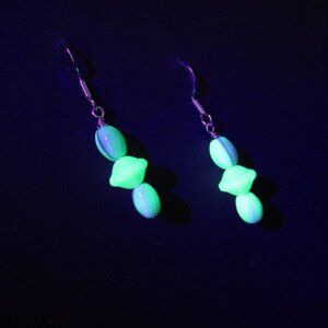 Vintage Uranium glass bead earrings